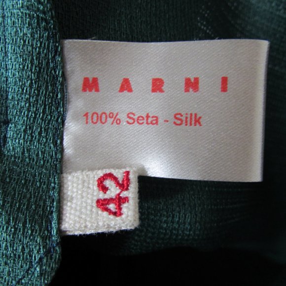 MARNI Solid Green Silk Pencil Skirt - Picture 7 of 8